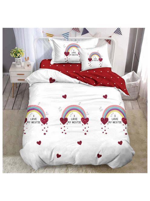 Lenjerie de pat cu două fețe cu elastic (o persoană și jumătate) MarketVarna, 4 piese - Model V10572