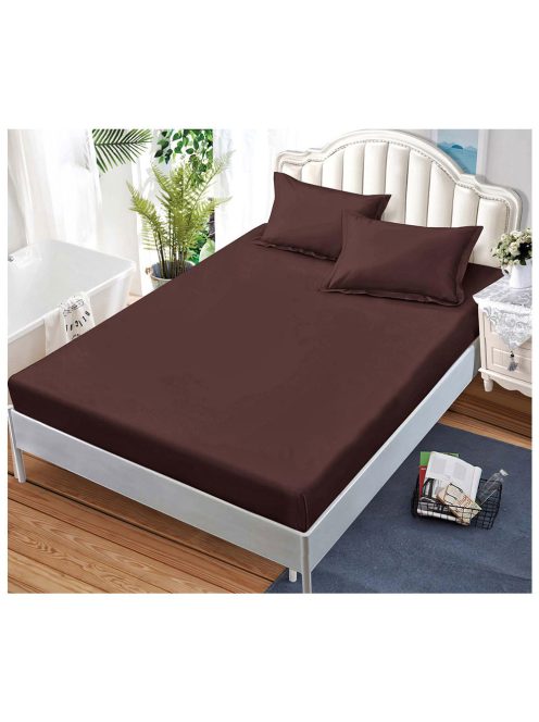 Cearceaf de pat cu elastic și două fețe de pernă, o singură culoare (pentru saltea 160x200 и 180x200) MarketVarna, 3 piese - Model V10473