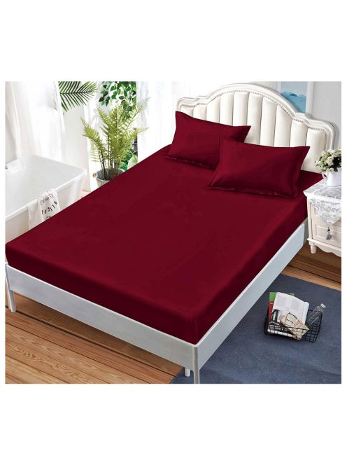 Cearceaf de pat cu elastic și două fețe de pernă, o singură culoare (pentru saltea 160x200 и 180x200) MarketVarna, 3 piese - Model V10474