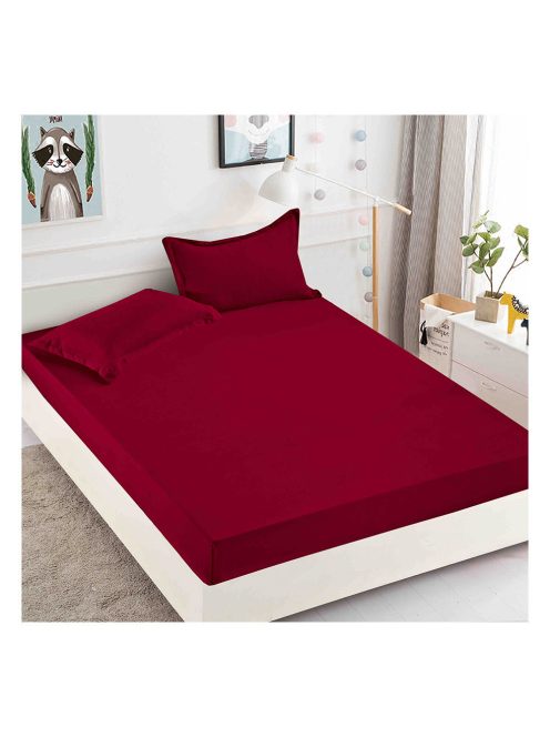 Cearceaf de pat cu elastic și două fețe de pernă, o singură culoare (pentru saltea 160x200 и 180x200) MarketVarna, 3 piese - Model V10484