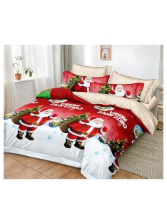   Lenjerie de pat cu două fețe, de Crăciun (o persoană și jumătate) MarketVarna, 4 piese - Model V10899
