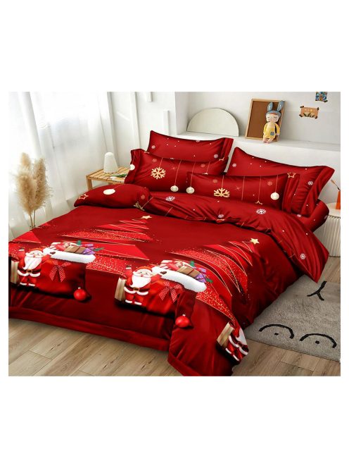 Lenjerie de pat cu două fețe, de Crăciun (o persoană și jumătate) MarketVarna, 4 piese - Model V10902