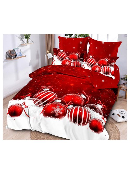 Lenjerie de pat cu două fețe, de Crăciun (o persoană și jumătate) MarketVarna, 4 piese - Model V10916